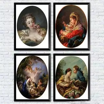 Ретро картина маслом, холст, картина, украшение стены, классическая европейская фигура, настенные художественные принты, картины для декора спальни, безрамное 21*30cm