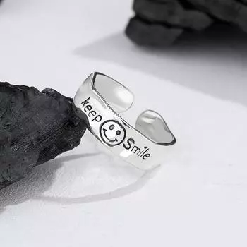 Ретро Keep Smiling Нестандартное кольцо для женщин Панк Готик Рок Хип-Хоп Открытое кольцо Ручной работы Дизайнерские украшения Унисекс Аксессуары Подарок Adjustable