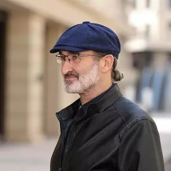 Ретро-кепка из твида с рисунком «ёлочка», восьмиугольная мужская кепка, берет, европейская и американская шляпа художника ветра, шляпа с изображением утиного язычка, искусство и культура M56-58cm тёмно-синий