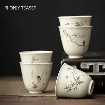 Ретро-керамическая чашка для чая с трещинами льда, чашка для медитации, эксклюзивная миска для чая ручной работы, китайский фарфоровый чайный сервиз, аксессуары, чашка для чая Master Tea 200ml