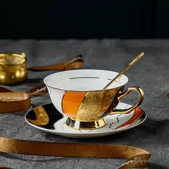 Ретро Керамическая Кофейная Чашка, Нишевая Роскошь Высокого Класса, Изысканный Фарфоровый Чайный Сервиз для Послеобеденного Чая 220ml