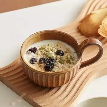 Ретро керамическая кружка Винтажная грубая керамика в скандинавском стиле Кофейная чашка Чашки для завтрака Овсянка Чашки для послеобеденного чая Кофейная кружка Домашняя посуда для напитков 400ml