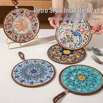 Ретро Керамическая Подставка для Кастрюли, Устойчивая к Высоким Температурам - Защита от Ожогов, Нескользящий Коврик для Обеденного Стола Phoenix Call 17cm