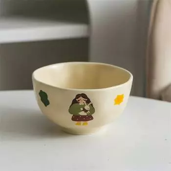 Ретро керамическая тарелка, миска, чашка с крышкой, милая женская домашняя посуда, миска для риса, мультяшная тарелка для завтрака, кофейная кружка, подарок на день рождения