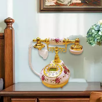 Ретро керамический телефон в винтажном европейском стиле с синим экраном для домашнего офиса с кнопкой повторного набора номера, подарок на стол