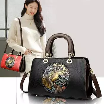 Ретро китайская женская сумка, новая роскошная ПУ-сумка из традиционного рельефного ремесла с рисунком слона, женская сумка через плечо