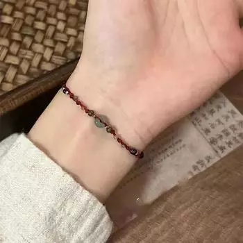 Ретро китайский стиль регулируемый ручной работы плетеный браслет из нити бисерный браслет с подвесками модный браслет для пары ювелирные изделия