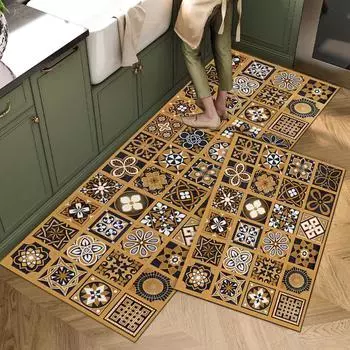 Retro Kitchen Mat Nonslip Long Rug Living Room Floor Mat Nordic Bedroom Carpet Absorbent Balcony Bathroom Entrance Doormat S 40x60cm