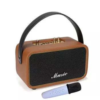 Ретро Классическая Музыка Bluetooth Динамик Двойные Динамики Портативное Радио Деревянный K Song Беспроводной Сабвуфер Аудио с Микрофоном Caixa De Som