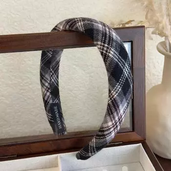 Ретро Классические Клетчатые Повязки на Голову Толстая Губка Широкий Ободок Обруч для Волос для Женщин Темпераментная Повязка Женские Модные Аксессуары для Волос