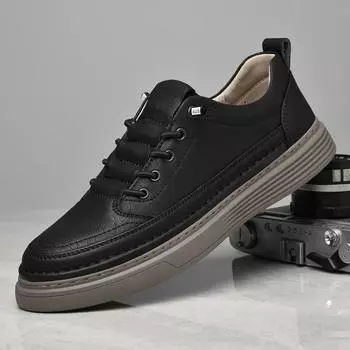 Ретро Классические мужские повседневные кожаные туфли Модные мужские кроссовки Универсальные мужские туфли-оксфорды на шнуровке Твердые мужские вулканизированные туфли 37