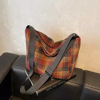 Ретро клетчатая летняя сумка женская новая повседневная сумка-мессенджер для поездок на работу сумка-тоут на плечо для студентки колледжа