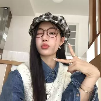 ретро клетчатая шляпа вперед женская осень новый британский стиль большая окружность головы шляпа утконос показывая лицо маленький берет прилив M56-58cm кирпич красный