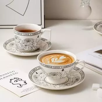 Ретро кофейные чашки, тарелки, высокоэстетичные кружки для послеобеденного чая 200ML