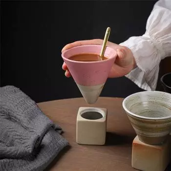 Ретро кофейные кружки Кофейные чашки Креативный дизайн Воронка Керамические чашки Домашний ресторан Питьевая утварь Чайная чашка 200ml
