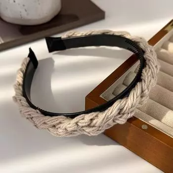 Ретро Кофейный Цвет Вязаные Плетеные Повязки на Голову Для Женщин Девушек Элегантная Повязка для Волос Умывание Лица Обруч для Волос Модные Аксессуары для Волос Новинка