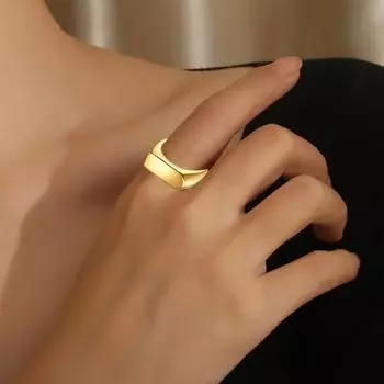 Ретро-кольцо из чистого полированного титана, плоская поверхность, простой стиль, блеск, разные размеры, антикоррозийное, легкое, ювелирное украшение на палец US 11 золотистый
