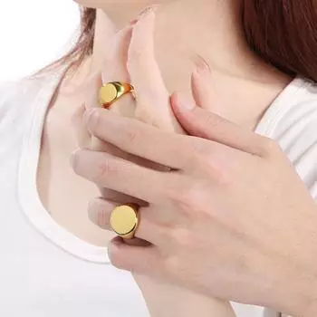 Ретро-кольцо из чистого полированного титана, круглой поверхности, простой стиль, много размеров, антикоррозийное US 10 золотистый