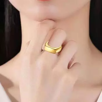 Ретро-кольцо из чистого полированного титана, плоская поверхность, простой стиль, блеск, разные размеры, антикоррозийное, легкое, ювелирное украшение на палец US 10 золотистый