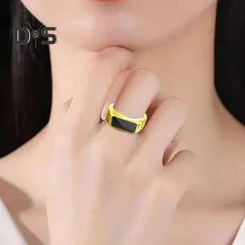 Ретро-кольцо контрастного цвета, полированный сплав, шестигранная поверхность, простой стиль, разные размеры, антикоррозийное, легкое, ювелирное украшение на палец US 8 золотистый