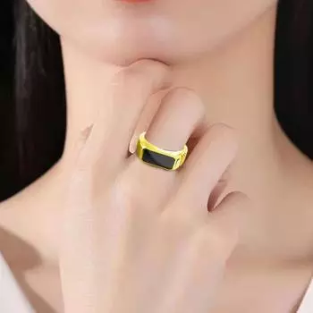 Ретро-кольцо контрастного цвета, полированный сплав, шестигранная поверхность, простой стиль, разные размеры, антикоррозийное, легкое, ювелирное украшение на палец US 8