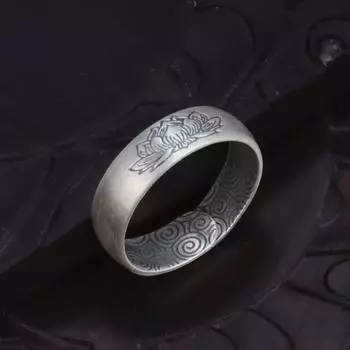 Ретро Кольцо Лотоса Мужской Указательный Палец Аксессуары Благословение Счастливый Цветок Облака Кольцо Для Мужчин Ювелирные Изделия Регулируемые