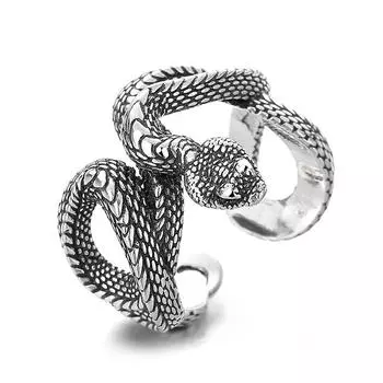 Ретро Кольцо Питона Мужская и Женская Индивидуальная Мода Открытие Национального Прилива Может Отрегулировать Нишевый Дизайн Смысл Зодиакального Змеиного Кольца