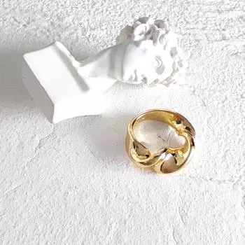 Ретро кольцо женское ins холодный ветер простое преувеличенное кольцо нишевый дизайн кольцо No. 6 золотой