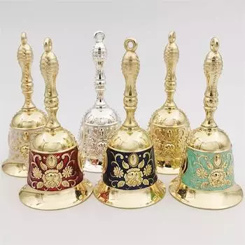 Ретро-колокольчик ручной работы в европейском стиле, изысканный роскошный ручной колокольчик, украшение для дома, рождественский колокольчик, украшение для церкви, бара, отеля белого золота