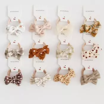 Ретро комплект повязок для волос для маленьких девочек с бантом, эластичная веревка для волос, 6 шт., милые и милые аксессуары для волос принцессы в европейском стиле