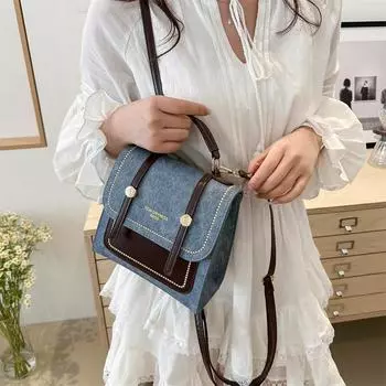 Ретро контрастный цвет текстуры пригородных перевозок небольшой рюкзак женский 2024 весна и лето новая нишевая корейская версия портативная сумка через плечо серый