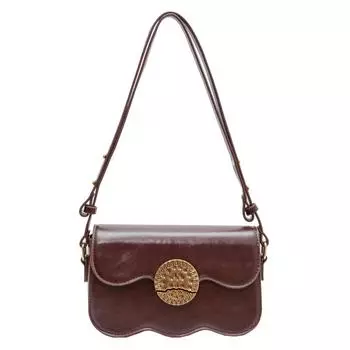 Ретро коричневая маленькая квадратная сумка на одно плечо подмышкой женская 2023 весна новый нишевый дизайн женская сумка сумка через плечо для поездок на работу чёрный