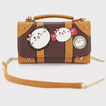 Ретро коричневая сумка-цепочка с контрастной строчкой - волшебный кошелек через плечо Harry Hogwarts