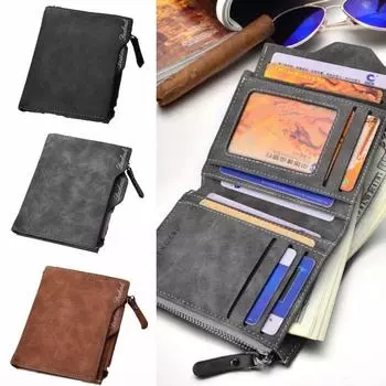 Ретро кошелек с двумя отделениями, водонепроницаемый кошелек для монет из искусственной кожи, корейский стиль, мужской короткий кошелек