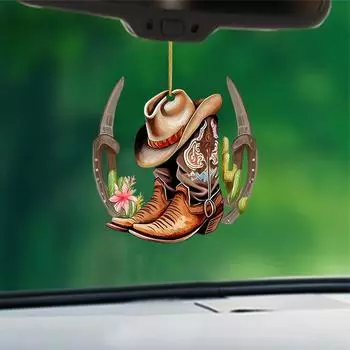 Ретро ковбойские сапоги 2D акриловые елочные украшения кулон ключ кулон автомобиль подвесной орнамент интерьер домашний декор подвески подарок для друзей