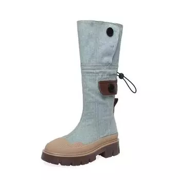 Ретро-ковбойские сапоги в стиле вестерн для женщин. Дизайнерская повседневная женская обувь. Модные сапоги на мягкой подошве для весны и осени. Сапоги до колена для женщин. 35