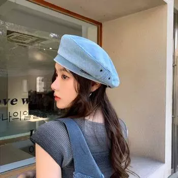 Ретро ковбойский берет для женщин, повседневная мода для путешествий, буквы, показать лицо, маленькая шляпа-бутон, женская шляпа художника в иностранном стиле M56-58cm серый