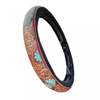 Ретро Ковбойский Чехол на Руль 14,5-15 Тисненая Искусственная Кожа Ручка Автоаксессуары B