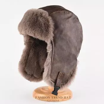 Ретро кожаная кепка для мужчин и женщин Thunderhead Hat зимняя утепленная утепленная пилотская защитная шапка для ушей One Size коричневый