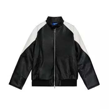 Ретро кожаная куртка мужская весна и осень корейский стиль модная красивая кожаная куртка дизайн нишевая свободная куртка M чёрный