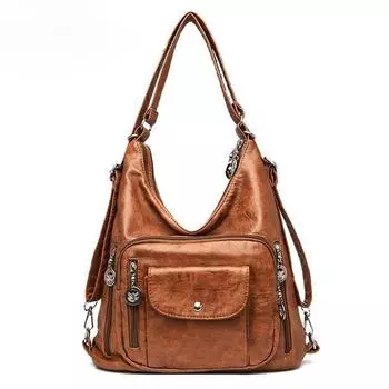 Ретро кожаная сумка через плечо женская сумка через плечо с множеством карманов модная большая вместительная сумка новая сумка-мессенджер тоут саквояж