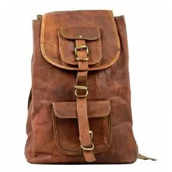 Ретро Кожаная Сумка Рюкзак Рюкзак Ноутбук Подлинная Унисекс Старинная Дорожная Сумка 18X9X8 коричневый