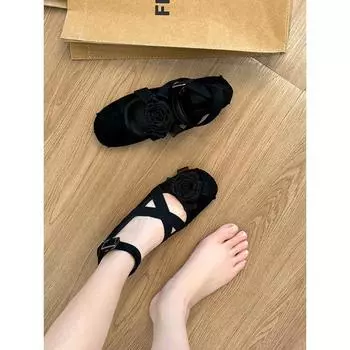 Ретро кожаные балетки из овчины с цветком, женские туфли-лодочки с неглубоким вырезом и внутренней платформой, женские туфли Мэри Джейн 35