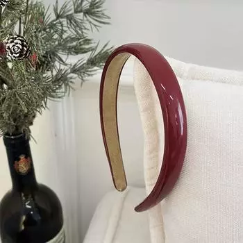 Ретро Красная Кожаная Повязка на Голову с Губкой для Женщины Мода Темперамент Обруч для Волос Умывание Лица Повязка для Волос Девушка Вечеринка Аксессуары для Волос Подарок