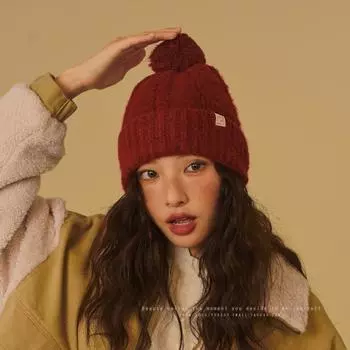 Ретро красная шерстяная шапка-мешок для женщин, осенне-зимняя теплая шерстяная вязаная шапка из смеси шерсти Elastic (54-62cm) красный