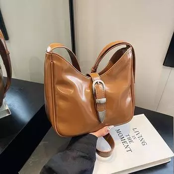 Ретро Красная Сумка Через Плечо Для Женщин Новые Модные Универсальные Сумки Через Плечо Из Искусственной Кожи Осенние Простые Дамские Кошельки Для Езды На Работу (20cm<Max Length<30cm)