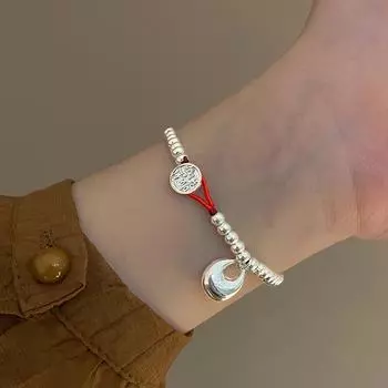 Ретро красная веревка, плетеный браслет из бисера, модный маленький браслет с замком, кулон, женские ювелирные изделия, подарки