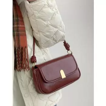 Ретро красные сумки для женщин, новая модная универсальная сумка на одно плечо из искусственной кожи, женская квадратная сумка через плечо (20cm<Max Length<30cm)