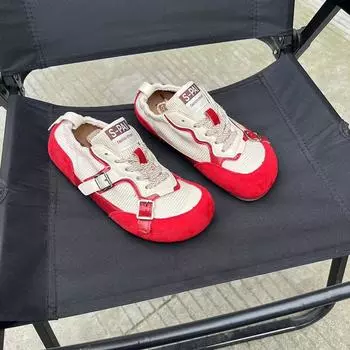 Ретро красные женские весенние туфли с балетной пряжкой на косой подъем, новая цветовая гамма 35