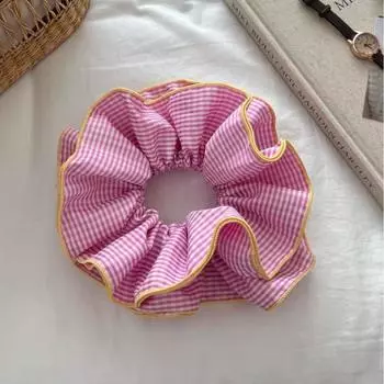 Ретро Красочная Клетка Рюши Резинки для Волос Повязки на Голову для Женщин Девушек Сладкая Романтика Веревка для Волос Резинка Аксессуары для Волос